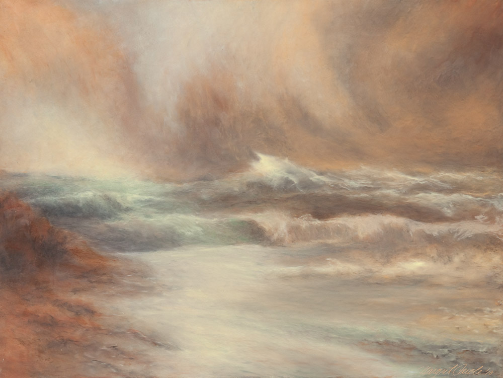 After a Squall, oil pastel on panel, 18" x 24"